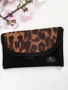 Buddy Pouch Leopard Print and Black Mesh Card & Key Holder